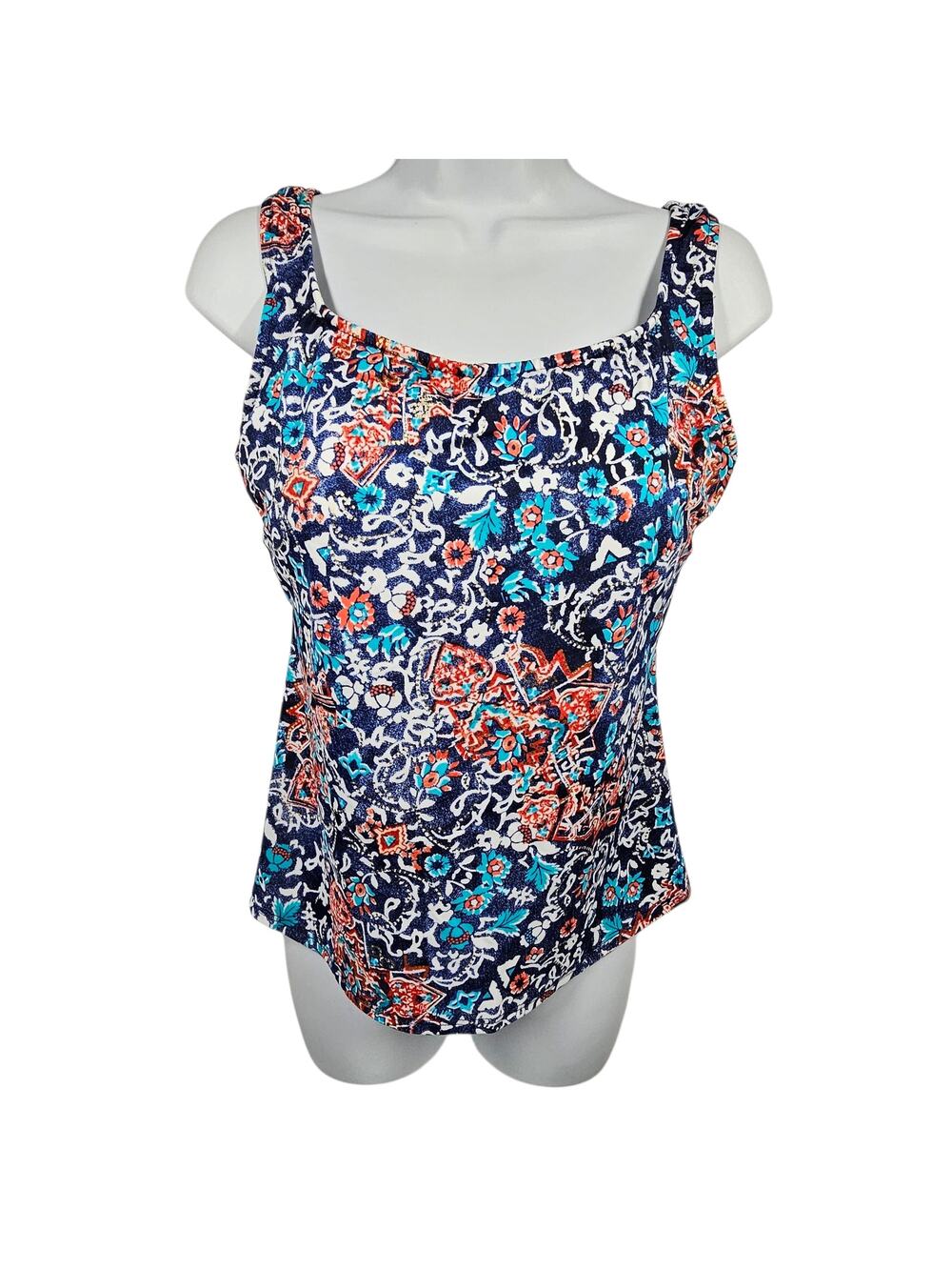 A & H Sportswear Co. Inc. Scoop Neck Tankini Top with Tummy Control Size 14